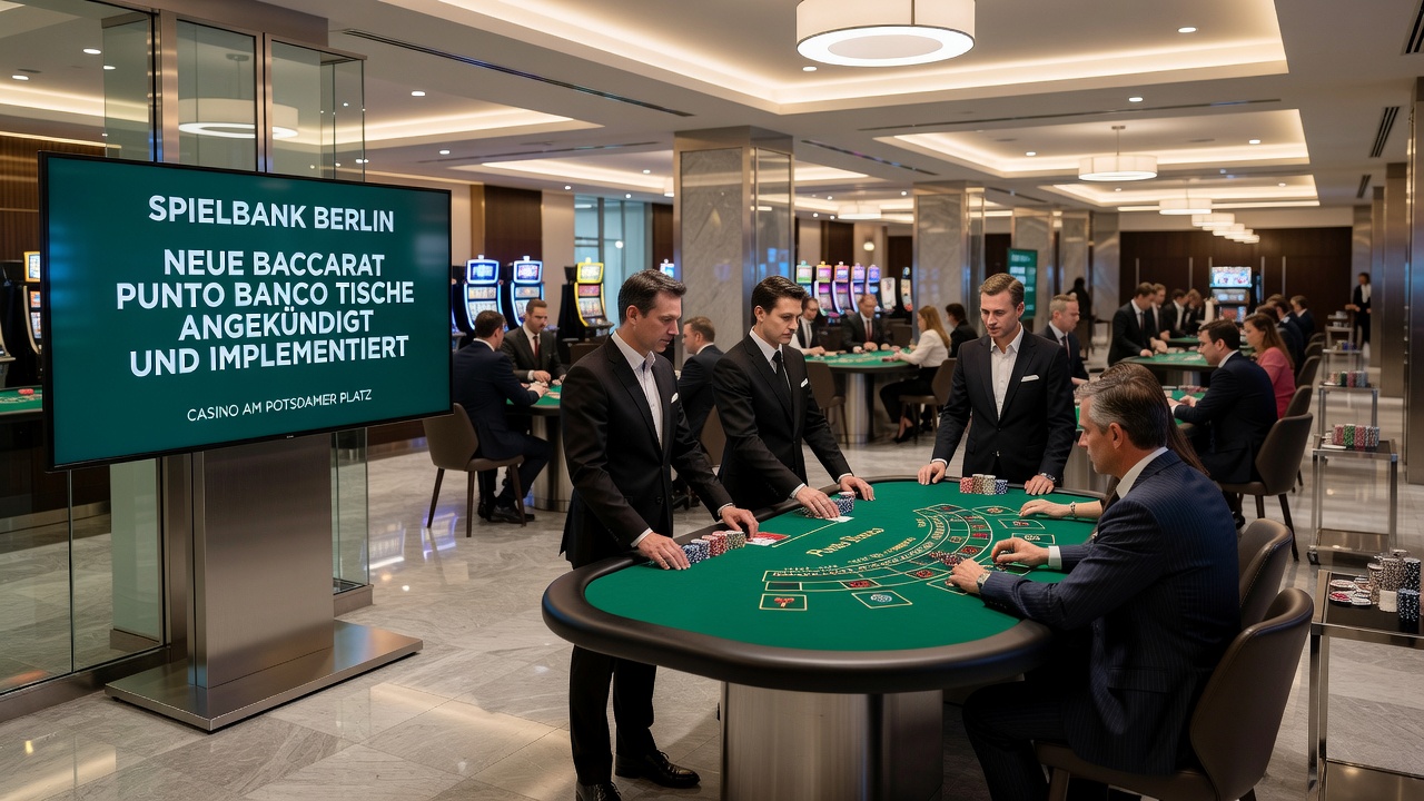 Spieler an einem Baccarat-Tisch im Casino Potsdamer Platz