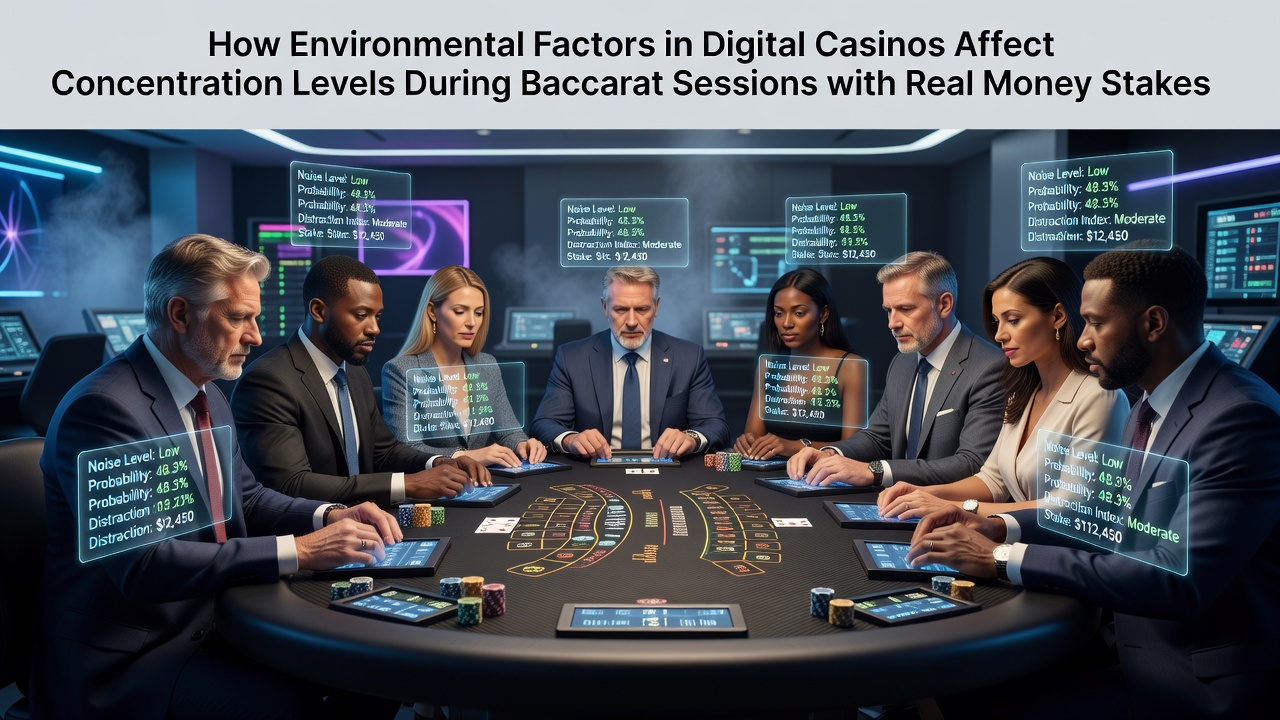 Digitale Casino-Umgebung mit Baccarat-Tisch und Beleuchtungseffekten