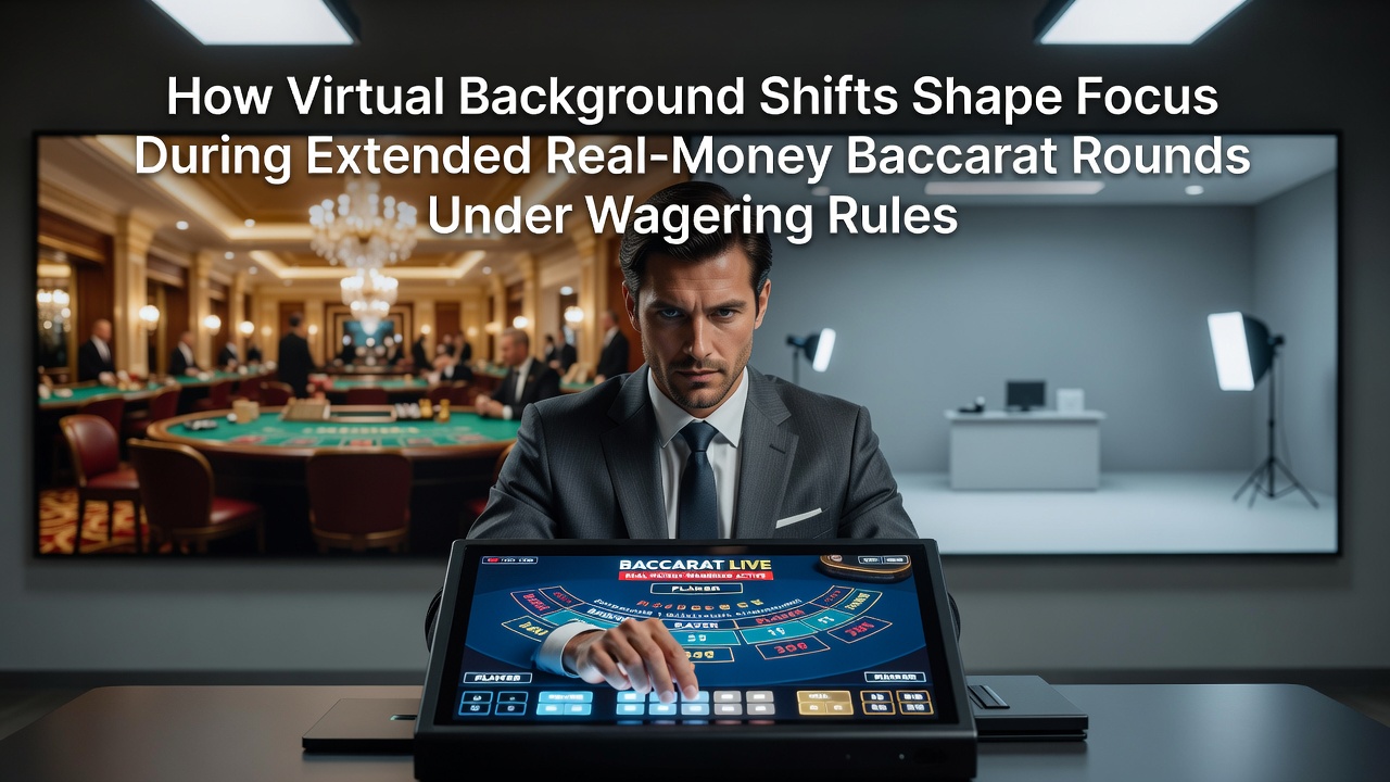 Virtueller Baccarat-Tisch mit wechselndem Hintergrund in einer Live-Umgebung