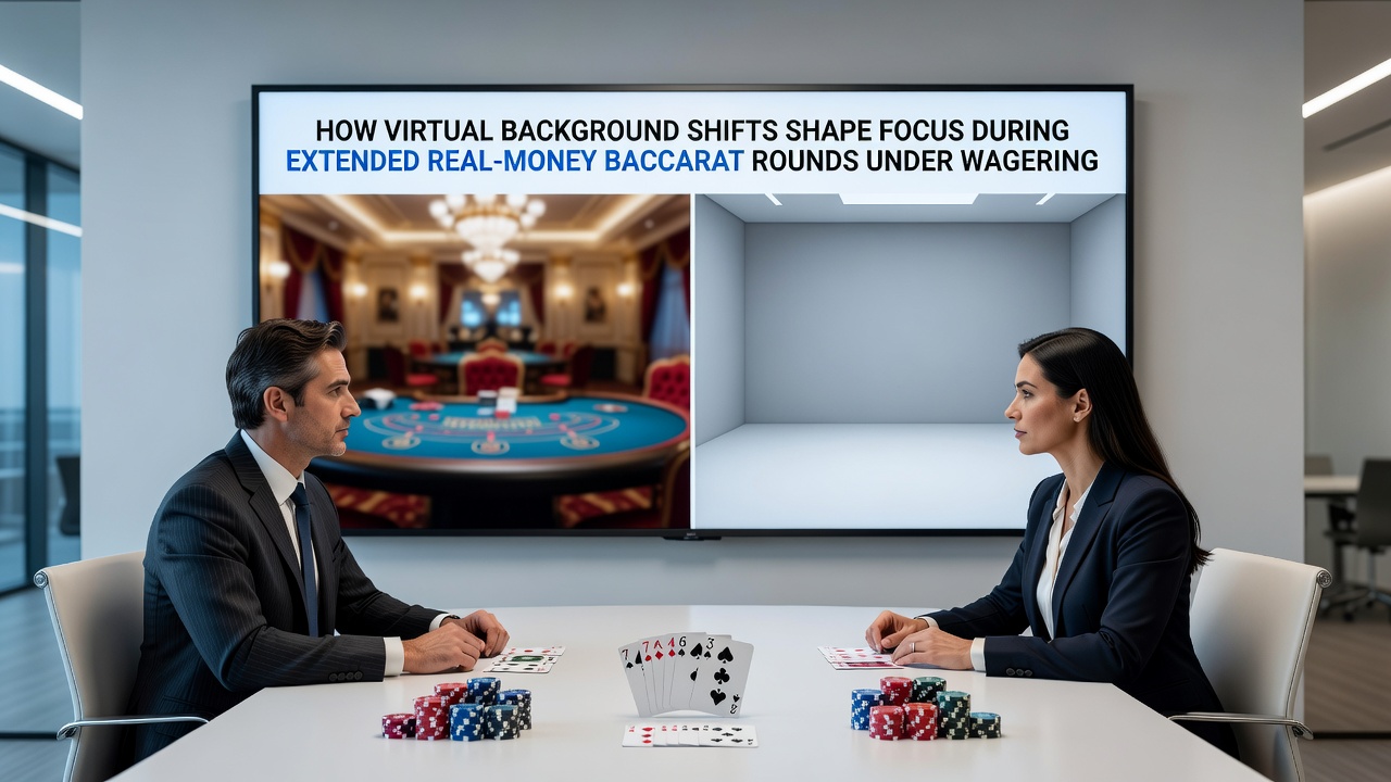 Nahaufnahme eines virtuellen Baccarat-Tisches mit Fokus auf Hintergrund und Kartenbereich