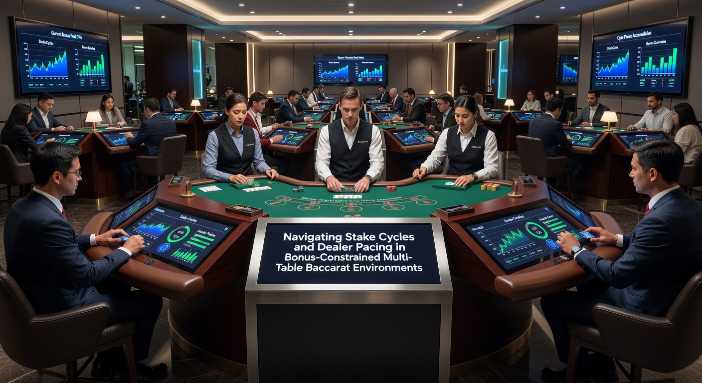 Live-Dealer bei Multi-Table-Baccarat mit Fokus auf Pacing und Einsatzanpassungen unter Bonusbedingungen