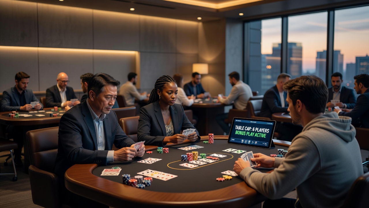 Multi-Table Baccarat Setup mit aktiven Limits und Bonusanzeigen in einer Live-Session